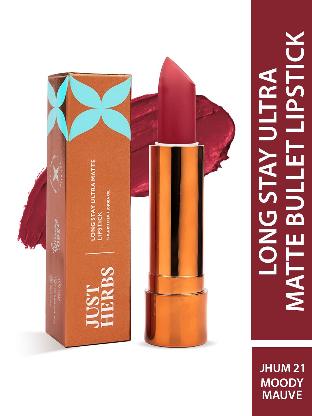 

Just Herbs Ultra Matte Bullet Lipstick - 4ml - 21 Moody Mauve