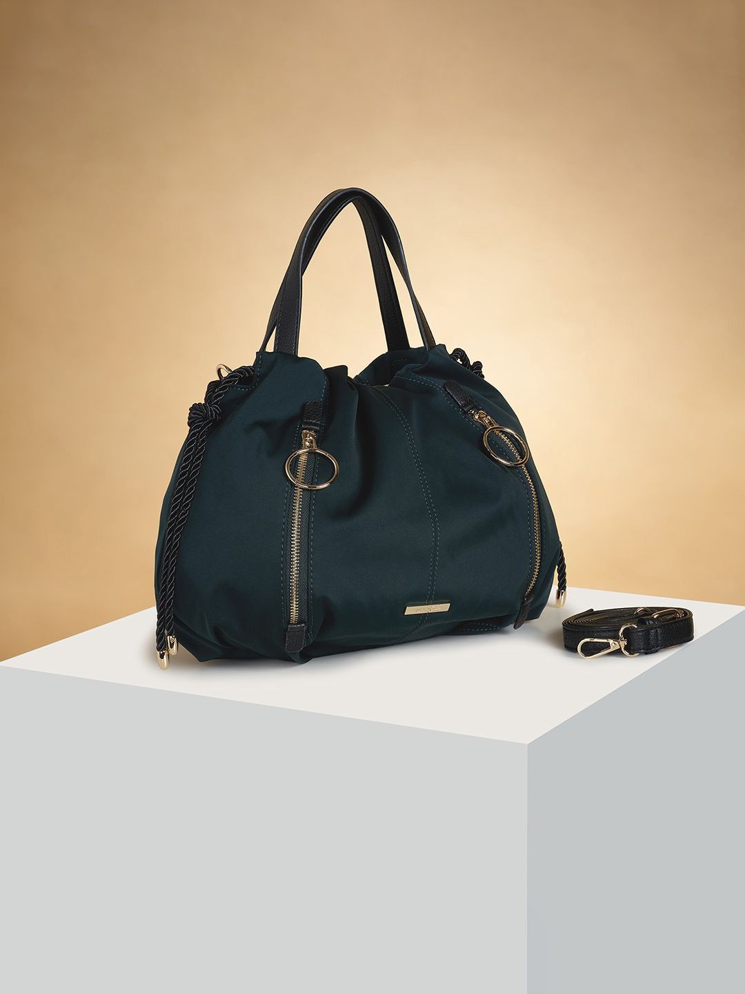 

Forever Glam by Pantaloons Structured Handheld Bag with Applique, Teal