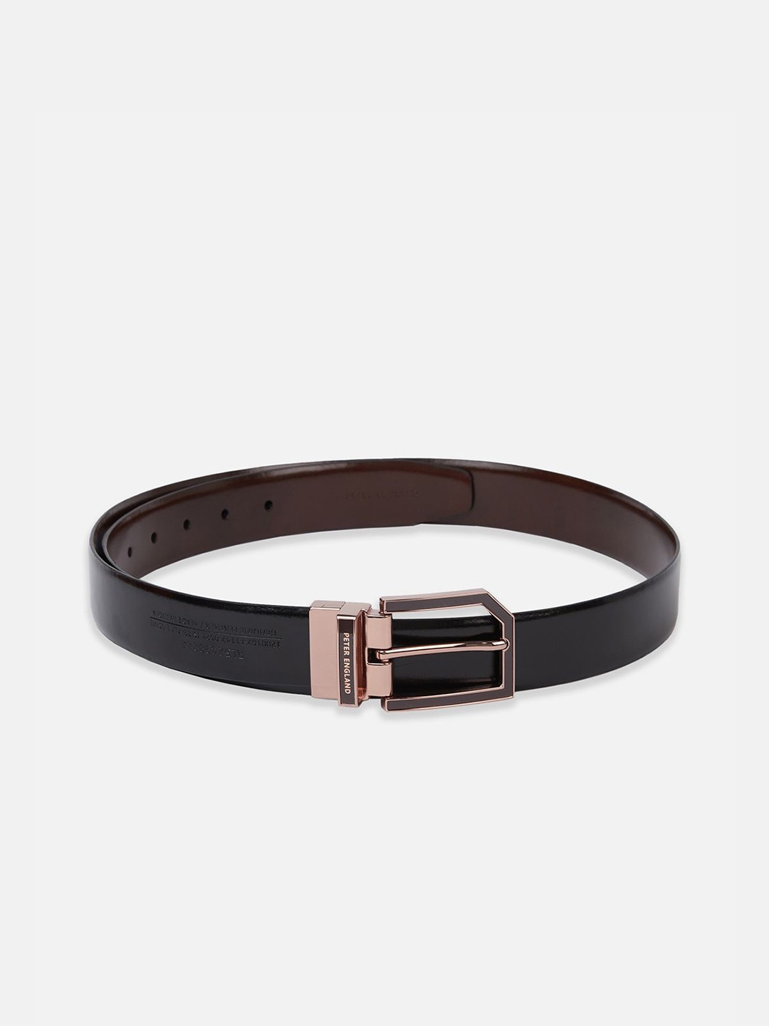 

Peter England Men Solid Tang Closure Leather Reversible Formal Belt, Black
