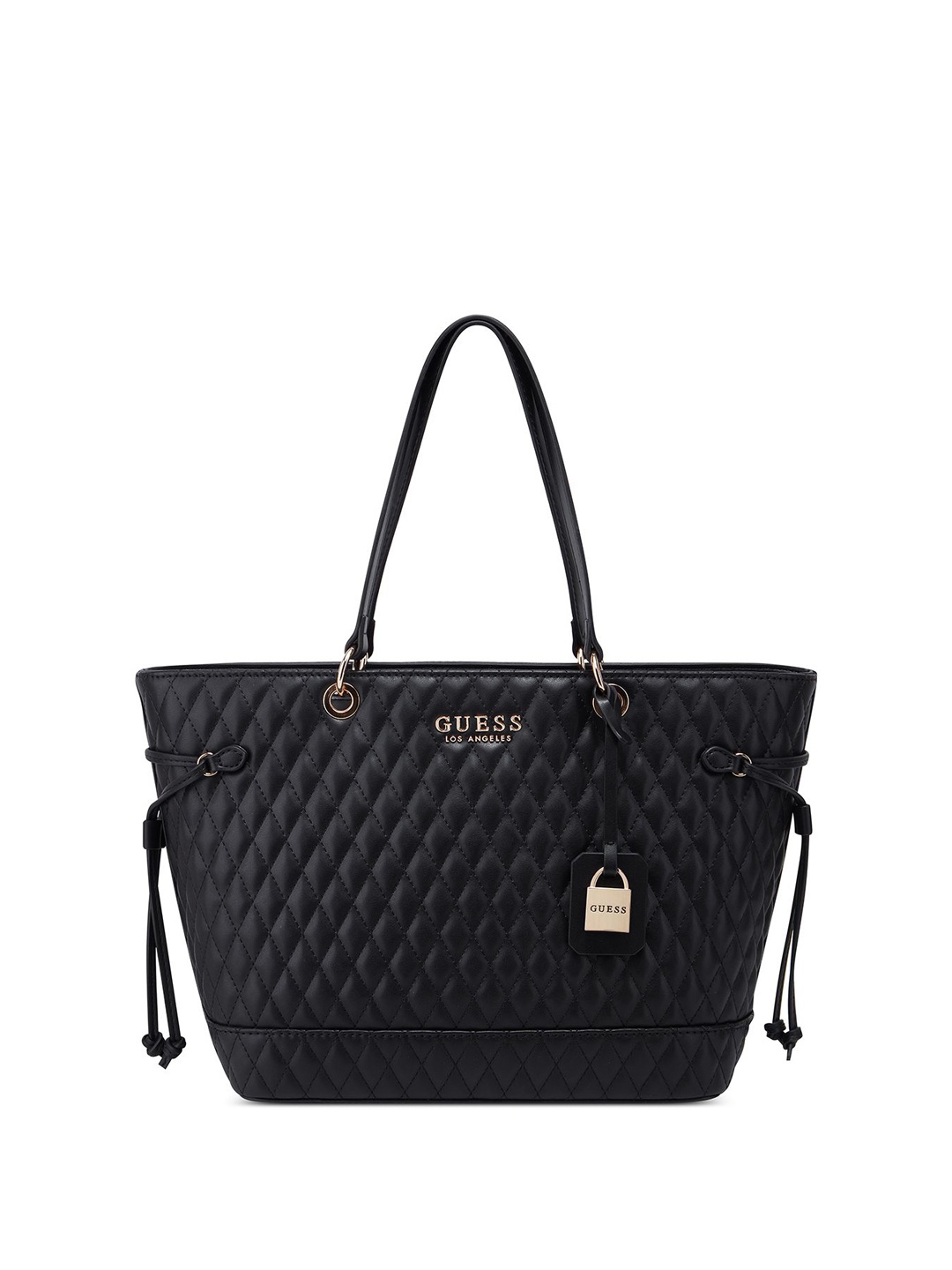 

GUESS PU Structured Tote Bag with Quilted, Black
