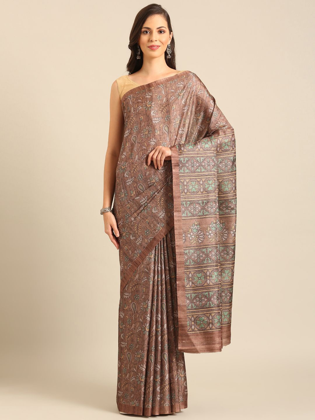 

Exclusiva Ethnic Motifs Saree, Brown