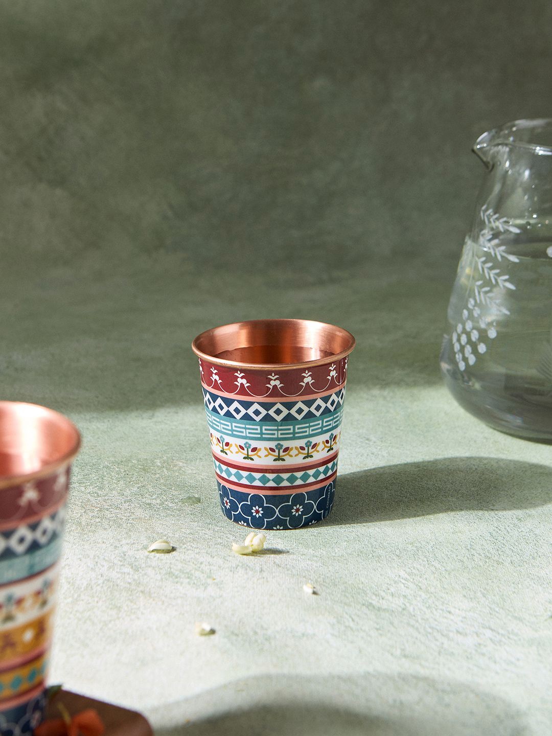 

Chumbak Blue & White Printed Copper Tumbler 200ml