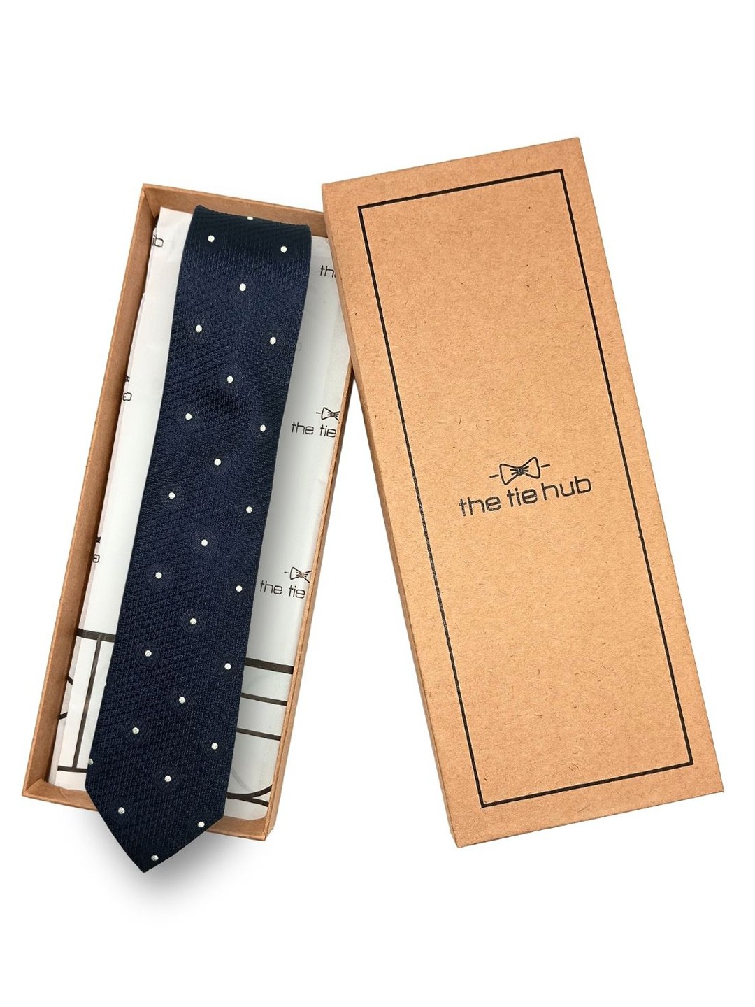 

The Tie Hub Men Printed Broad Tie, Navy blue