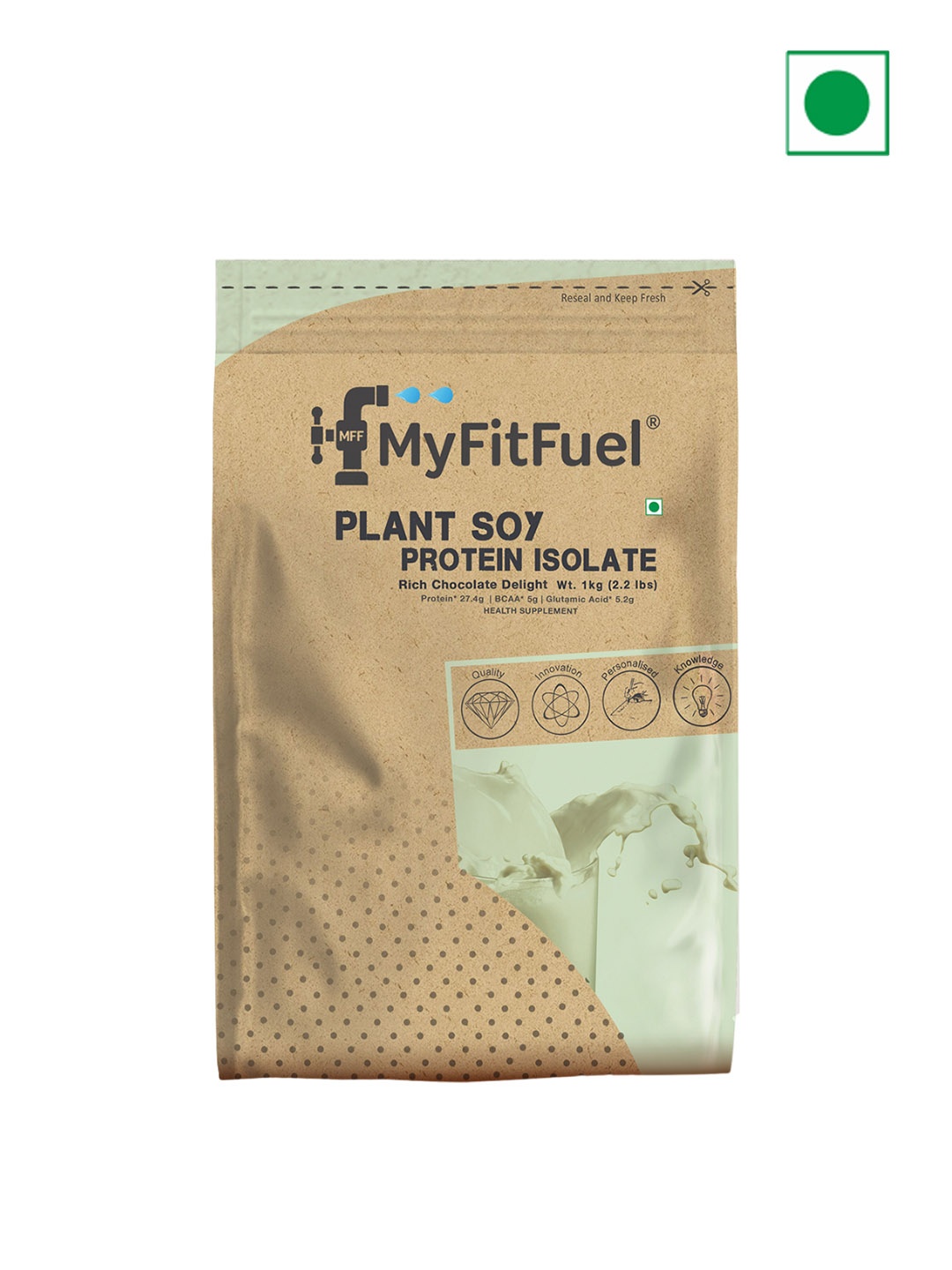 

MyFitFuel Plant Soy Protein Isolate - Rich Chocolate Delight - 1kg, Brown