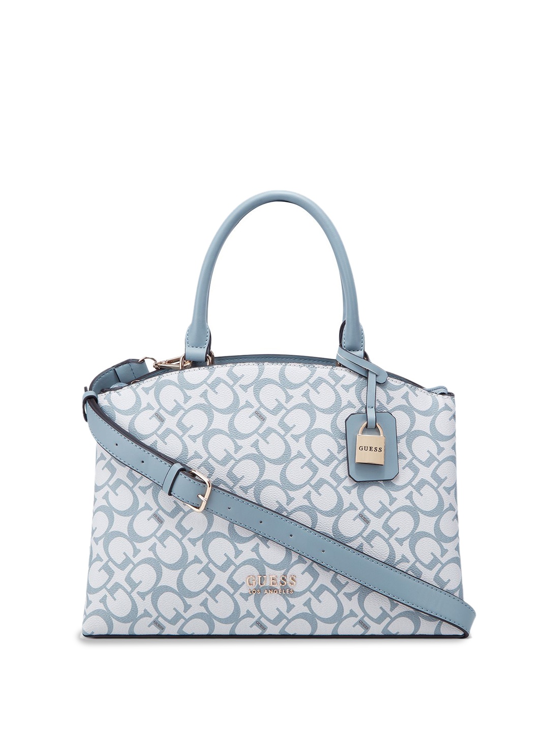 

GUESS Geometric Printed Structured Satchel with Quilted, Blue