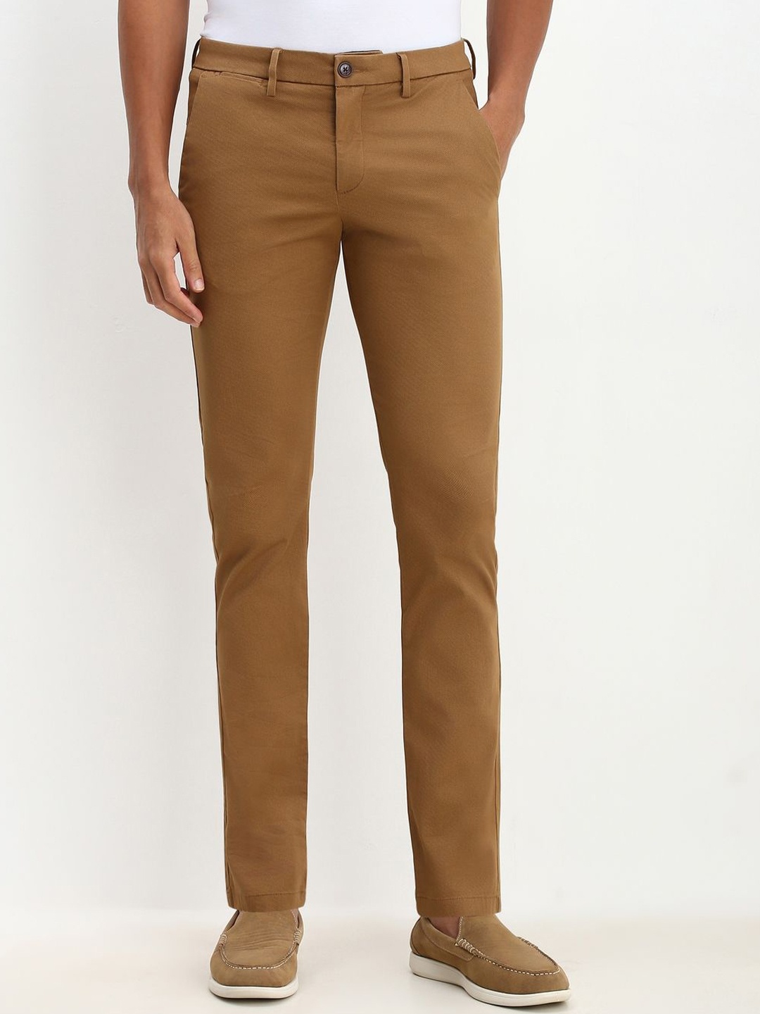 

Allen Solly Men Ultra Slim Fit Mid-Rise Regular Trousers, Brown