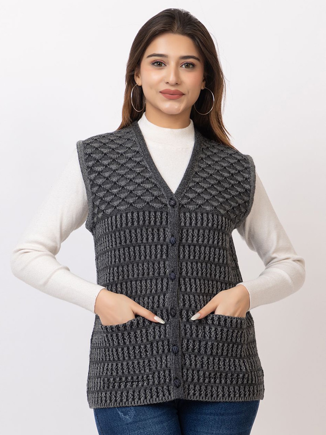 

TWENTY ME Women Woollen Sweater Vest, Black