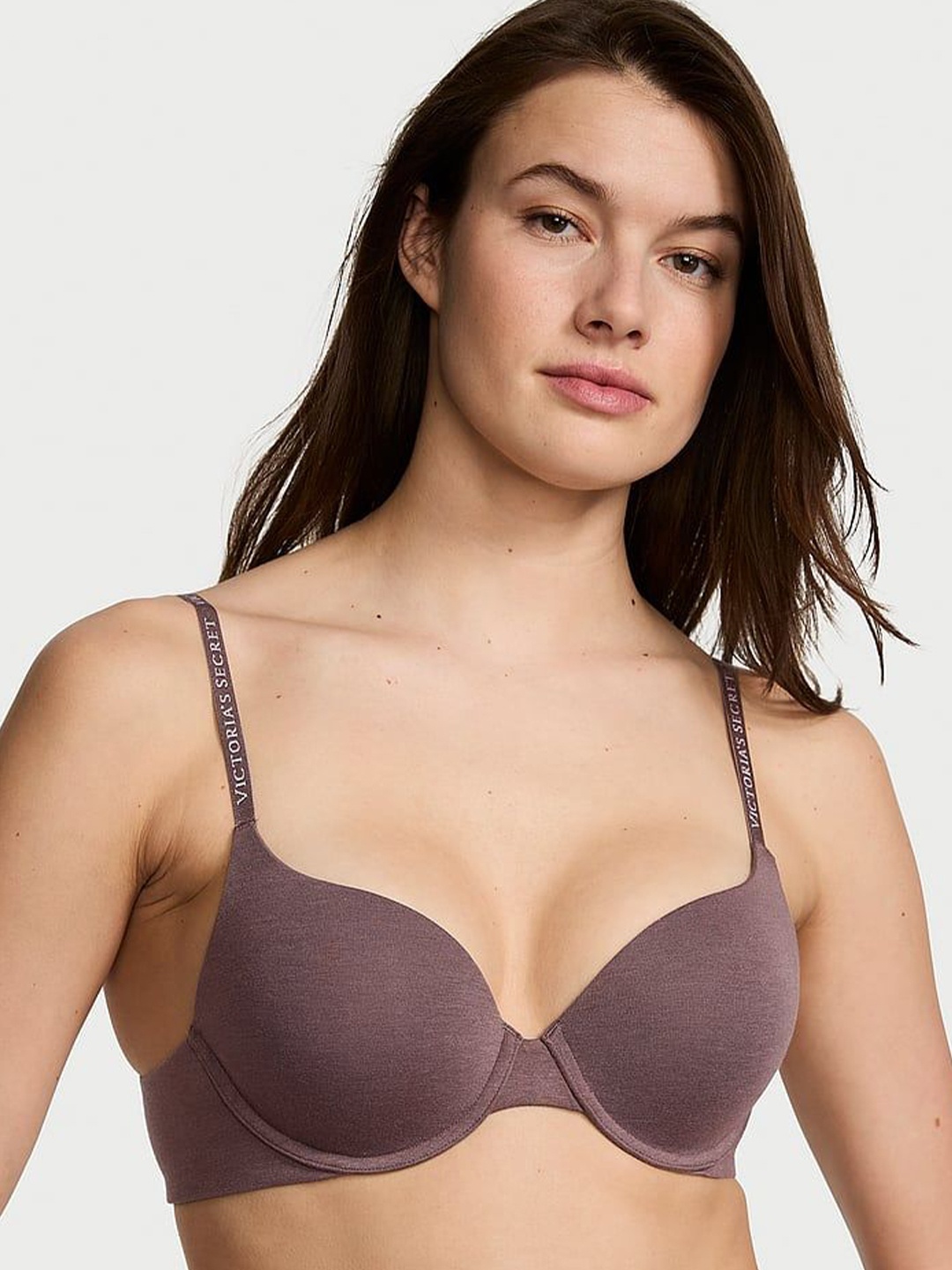 

Victoria's Secret Solid Medium Coverage Underwired Heavily Padded T-shirt Bra, Brown