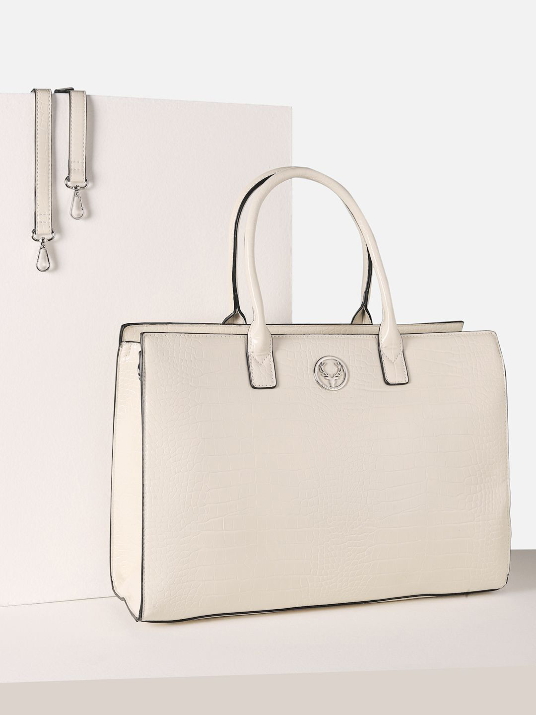 

Allen Solly Woman Up To 18 Inch Textured Laptop Bag, Cream