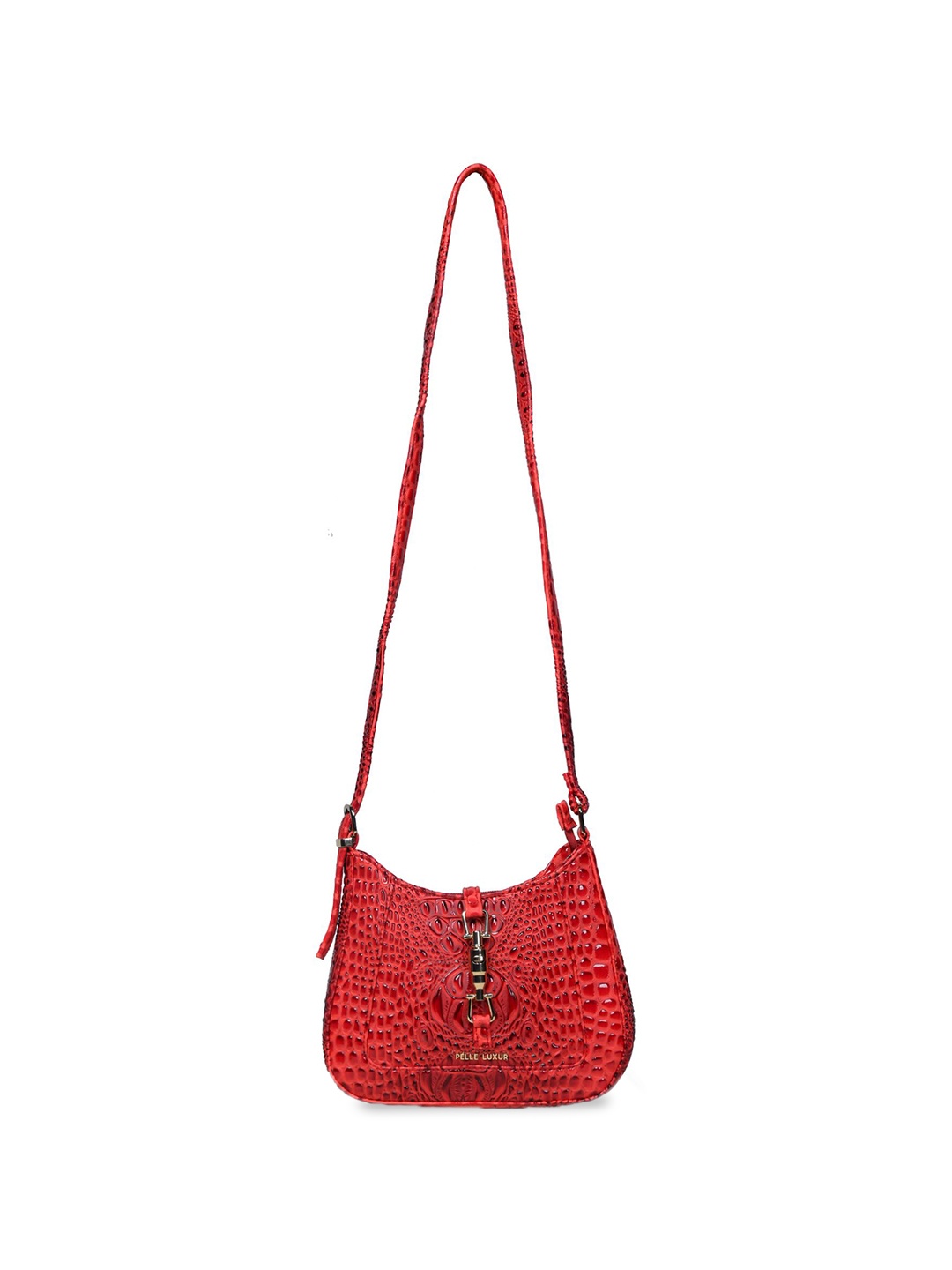 

PELLE LUXUR Printed PU Structured Sling Bag, Red