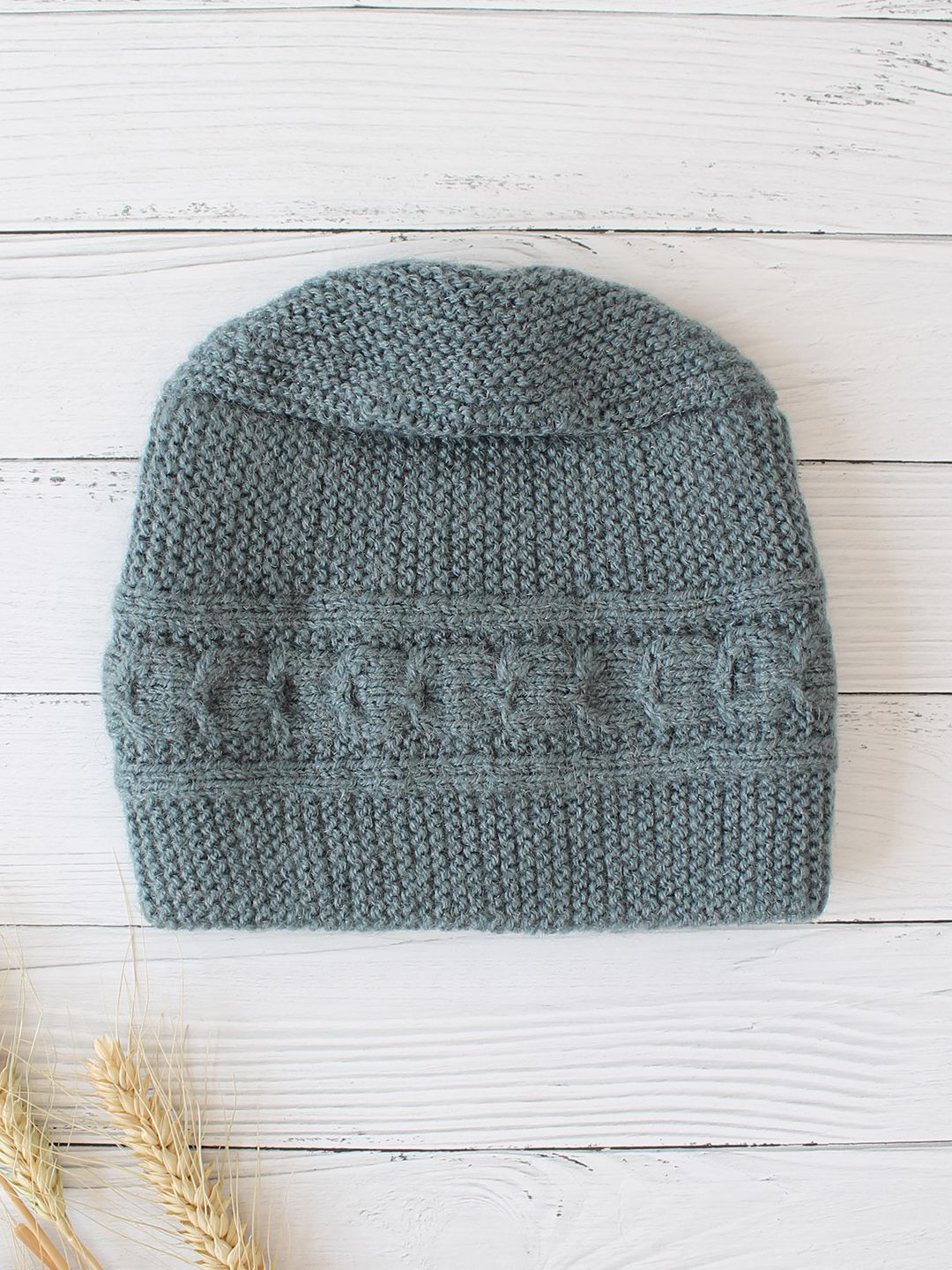 

Velvery Women Beanie Self Design Cap, Grey