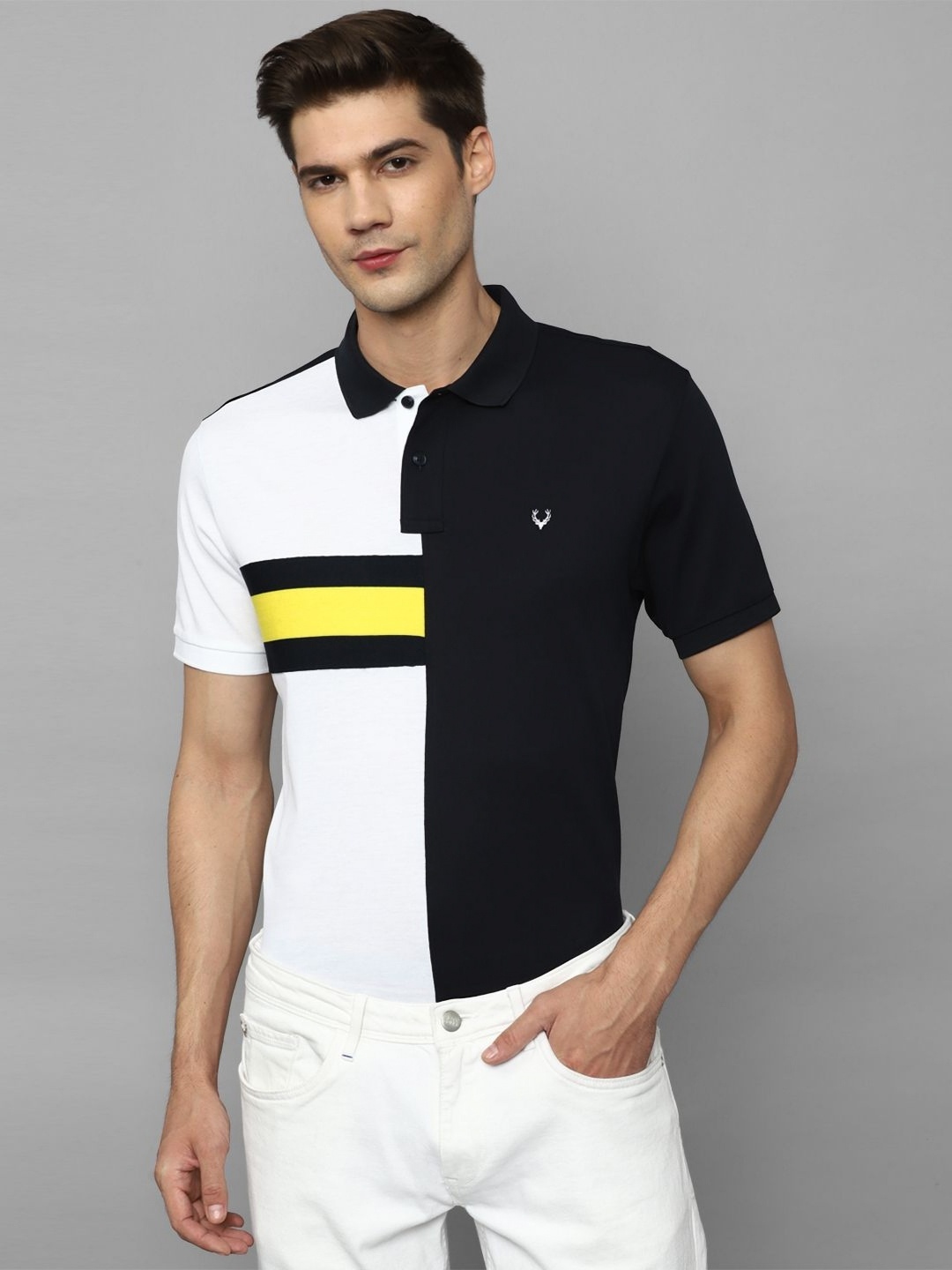 

Allen Solly Men Colourblocked Polo Collar T-shirt, Black