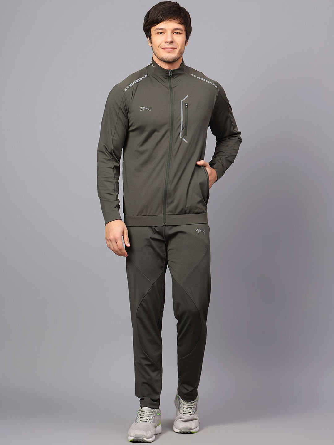 

Shiv Naresh Men Mock Collar Track Suit, Olive