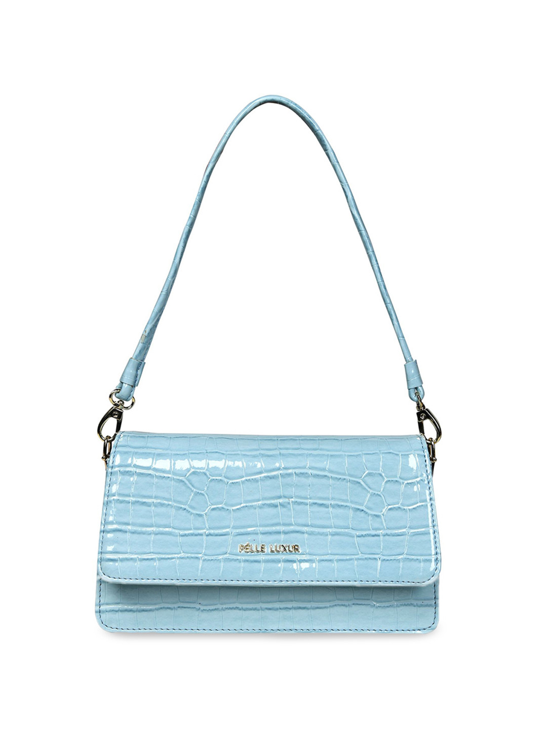

PELLE LUXUR Textured PU Structured Sling Bag, Blue