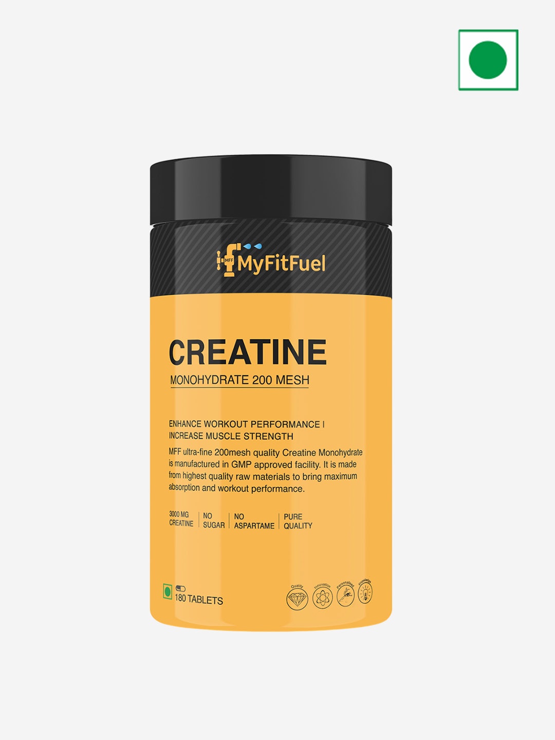 

MyFitFuel Creatine Monohydrate 200 Mesh Tablets - 180 Tablets, Cream