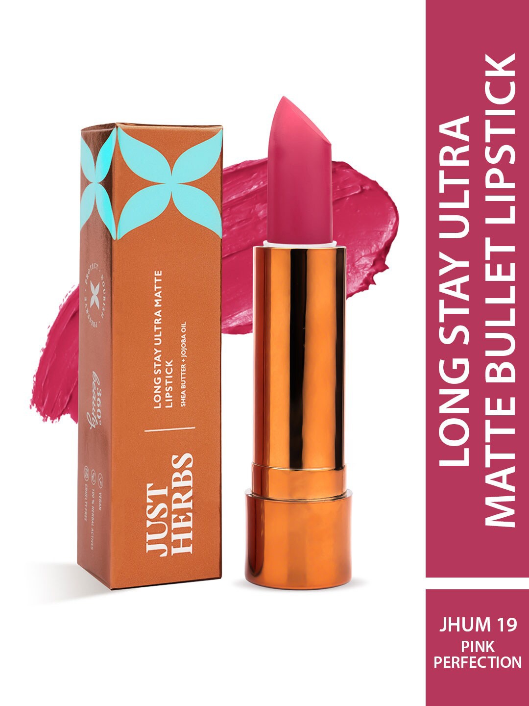 

Just Herbs 360 Degree Beauty Lipstick With Shea Butter & JojobaOil -4g-19 Pink Perfection, Na
