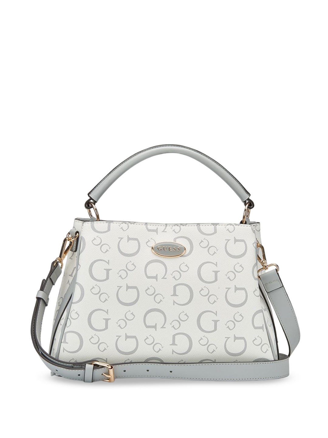 

GUESS Printed Structured Satchel with Quilted, Grey