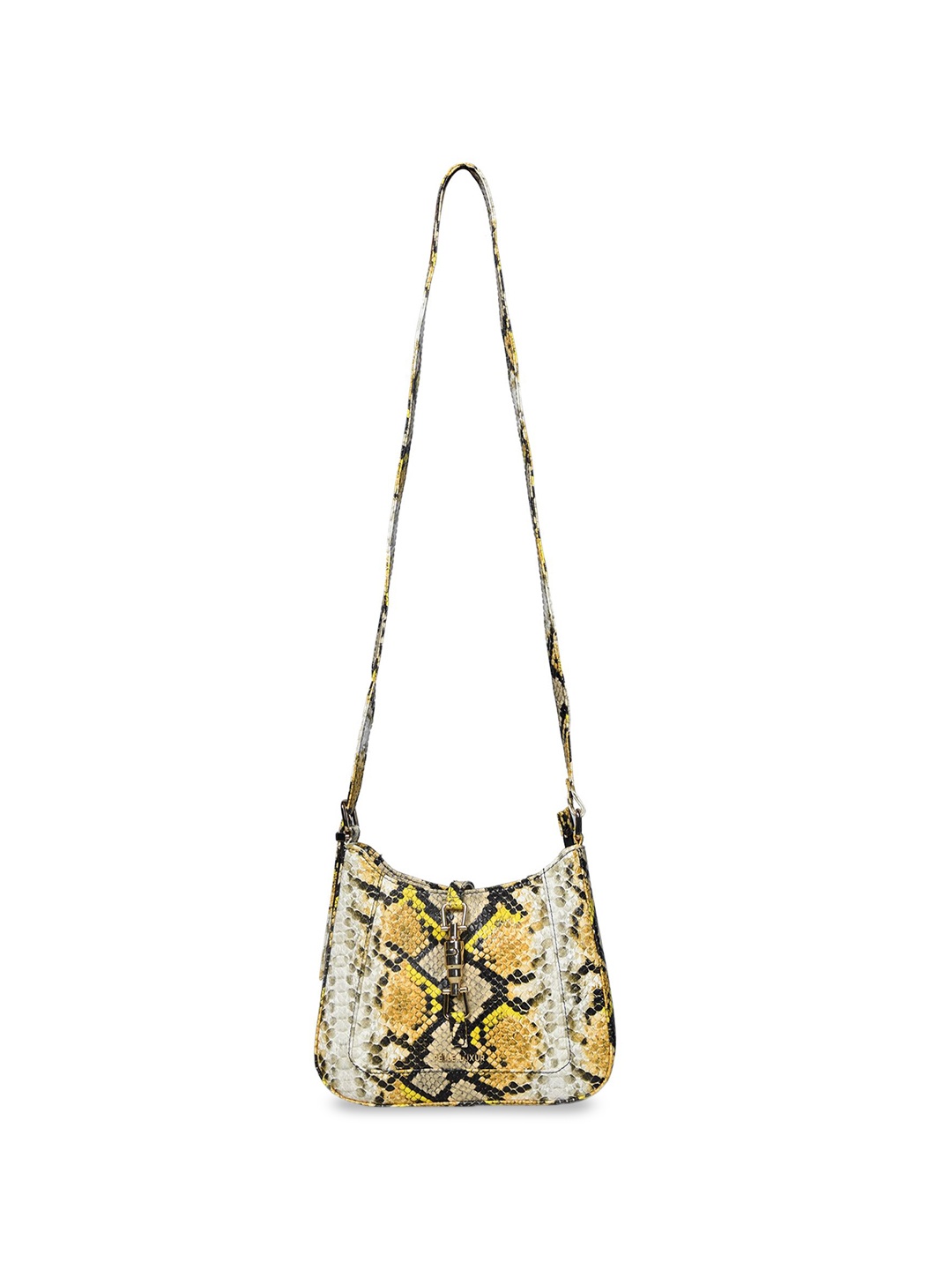 

PELLE LUXUR Floral Printed PU Swagger Sling Bag, Yellow