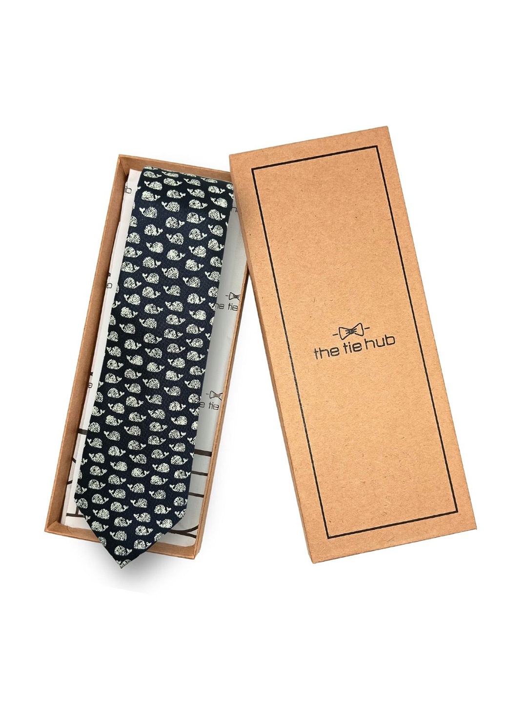 

The Tie Hub Men Printed Skinny Tie, Blue