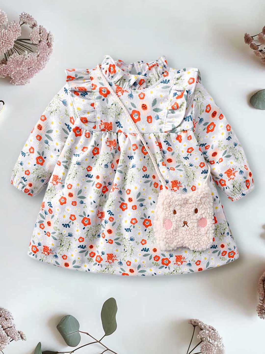 

INCLUD Girls Puff Sleeve Fit & Flare Empire Floral Dress, White
