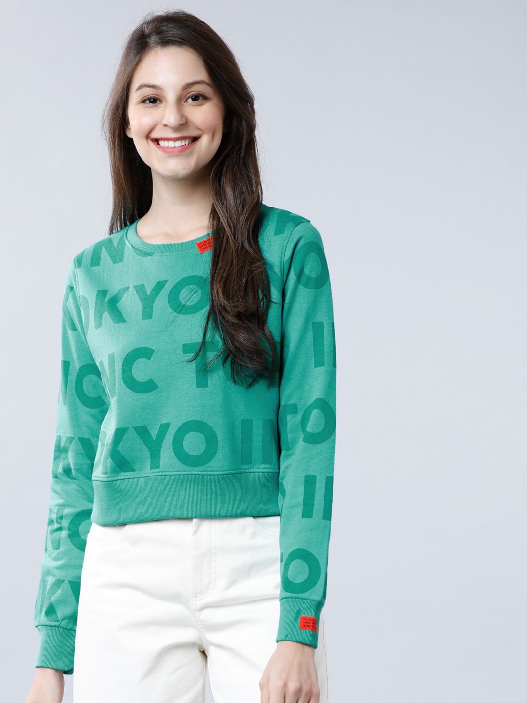 

Tokyo Talkies Women Typography Printed Sweatshirt, Green