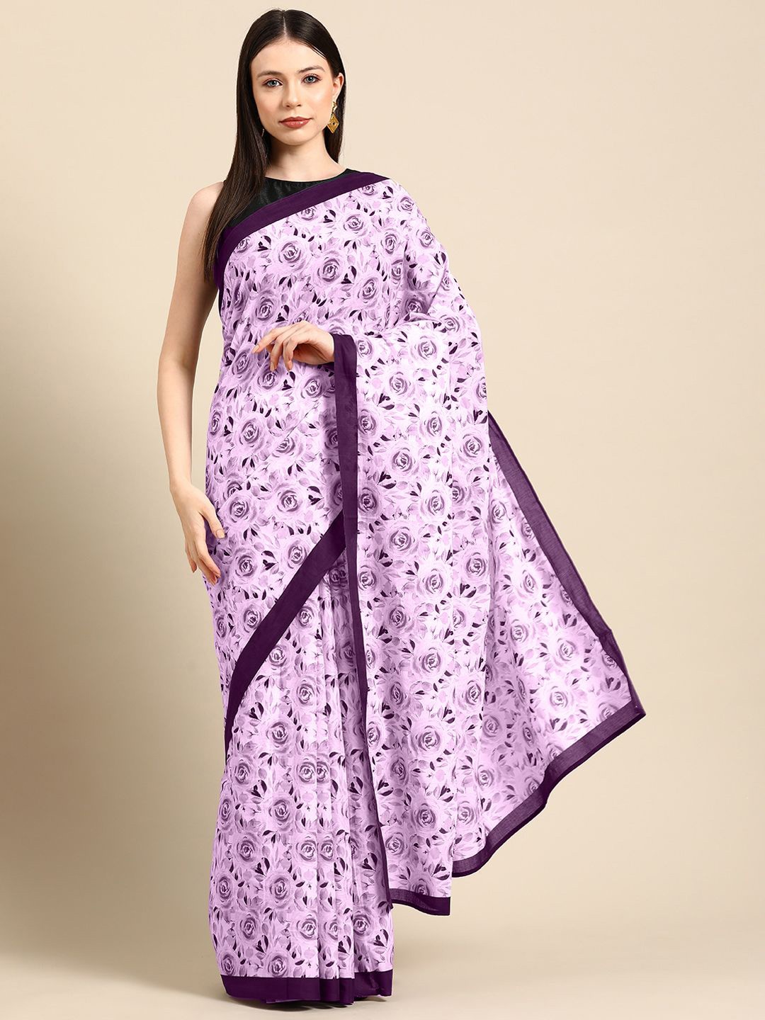 

BUTA BUTI Floral Pure Cotton Saree, Pink