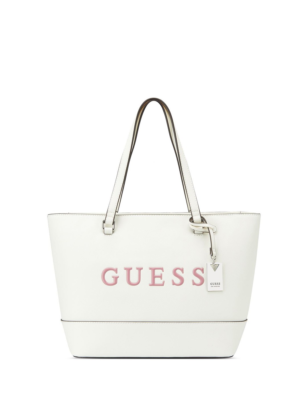 

GUESS Textured Shopper Tote Bag, White