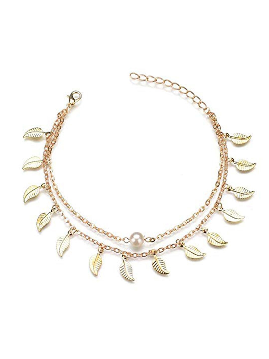 

KRENOZ Gold-Plated Pearls Single Anklet