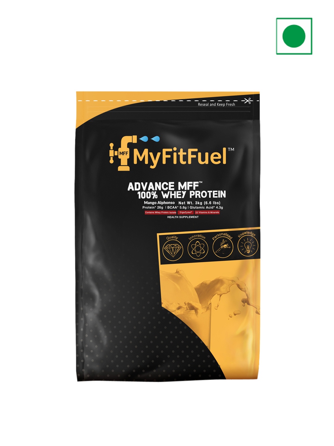 

MyFitFuel Advance 100% Whey Protein - Mango Alphonso - 3 kg, Cream