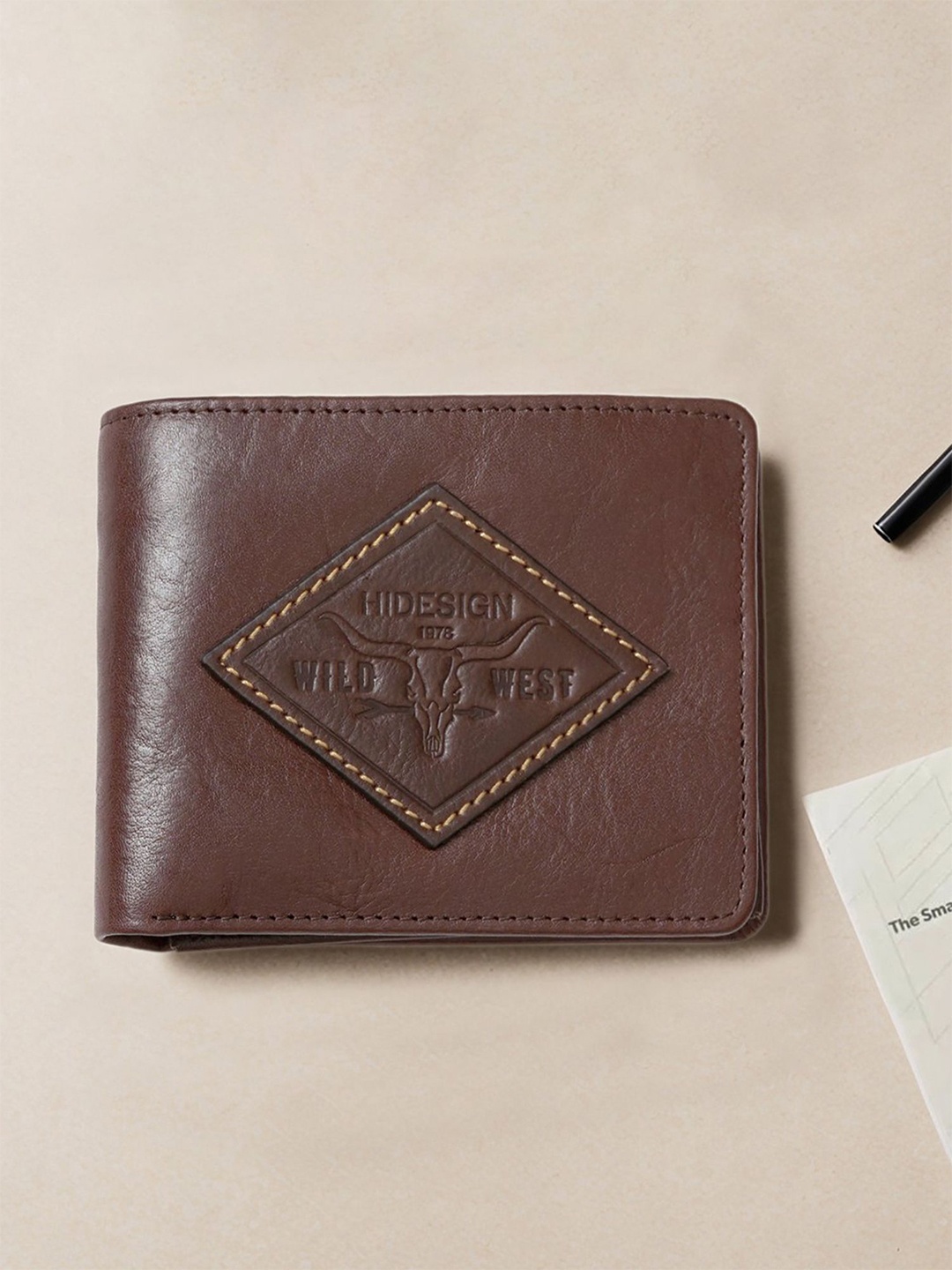 

Hidesign Men Zip Detail Leather Two Fold Wallet, Brown