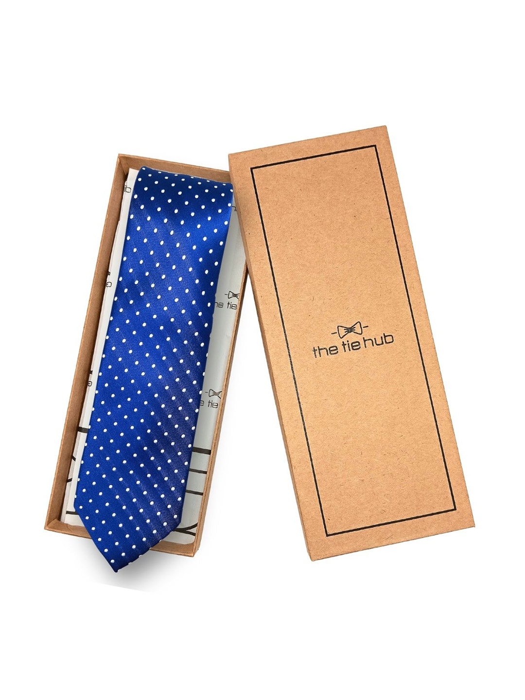 

The Tie Hub Men Printed Skinny Tie, Blue