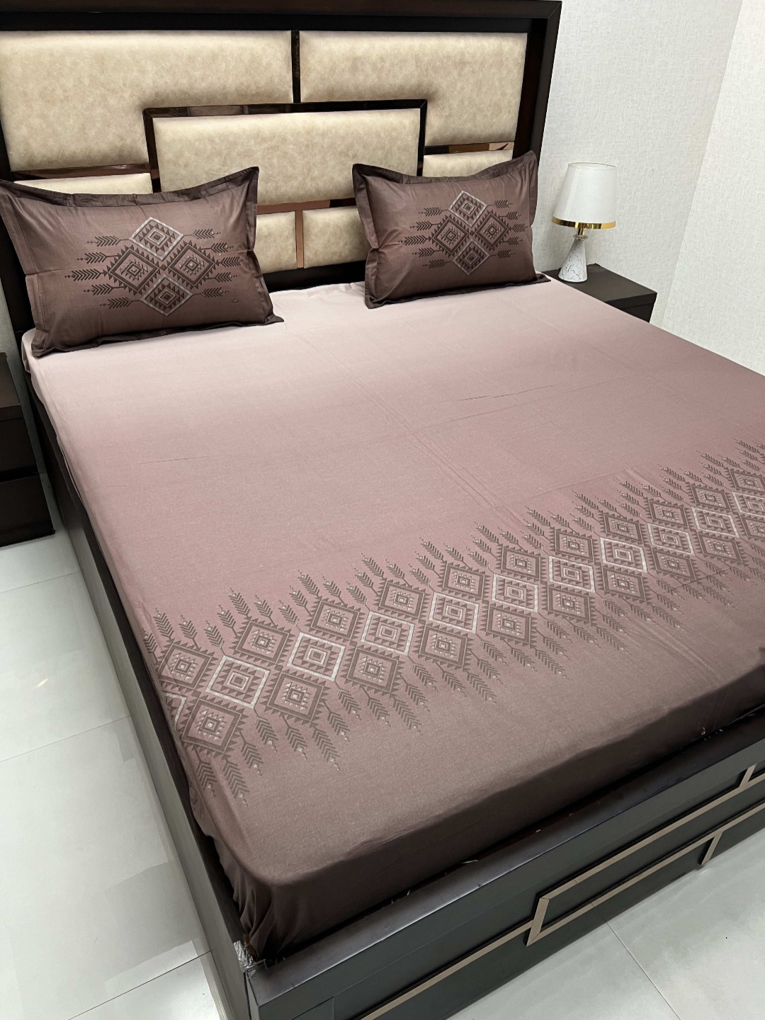 

Pure Decor Brown Ethnic Motifs 300 TC King Bedsheet with 2 Pillow Covers