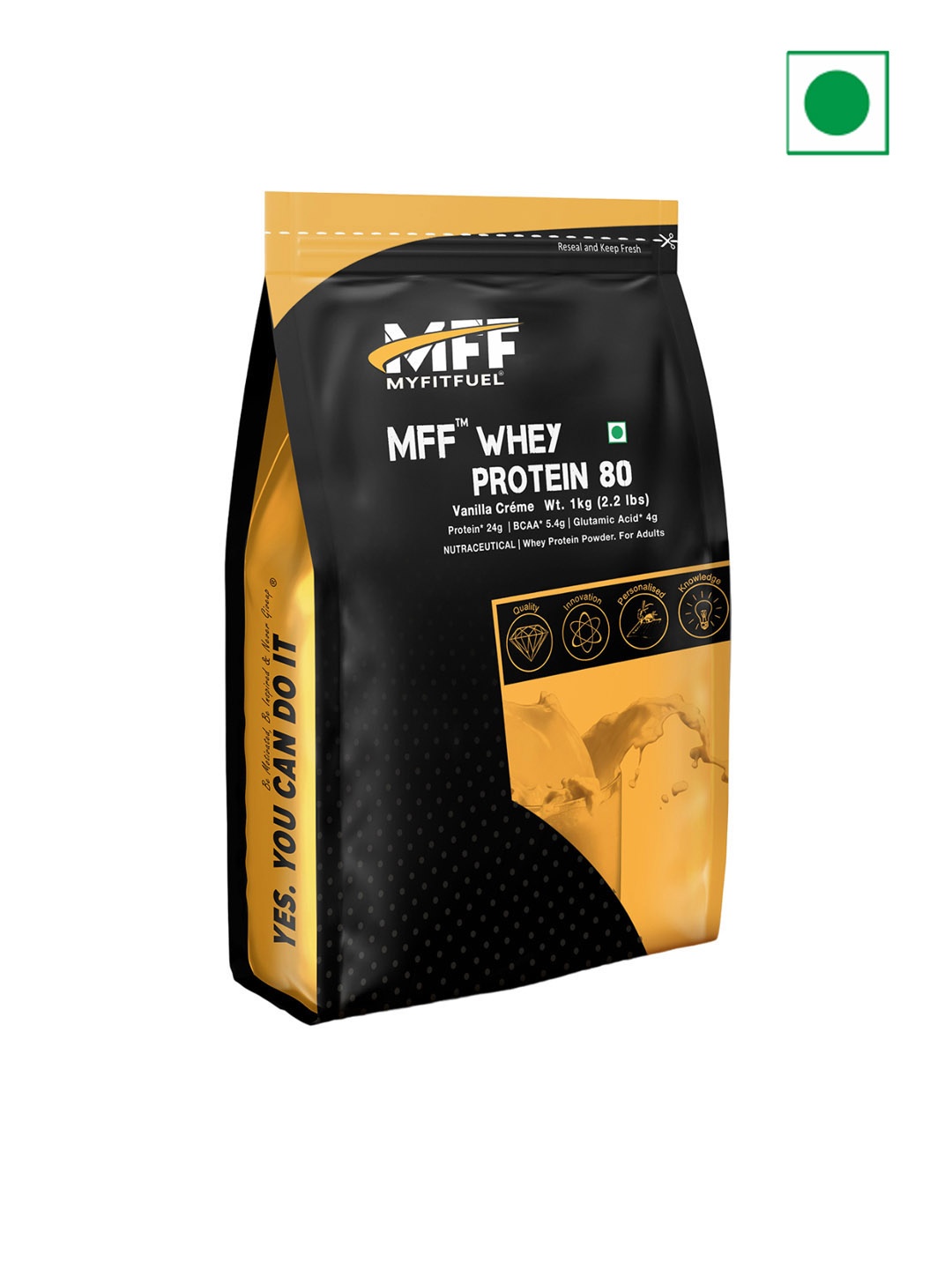 

MyFitFuel Whey Protein 80 - Vanilla Creme Flavoured - 1 Kg, Cream