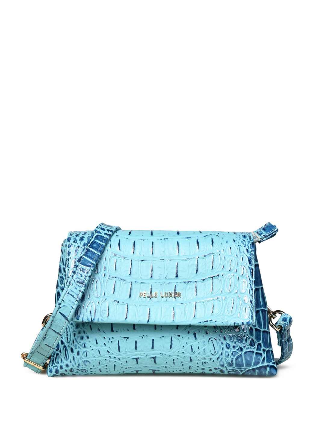 

PELLE LUXUR Textured PU Structured Sling Bag with Tasselled, Blue