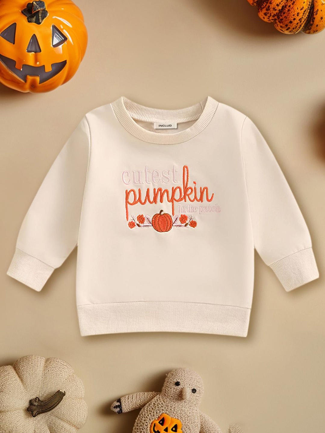 

INCLUD Boys Embroidered Sweatshirt, Beige