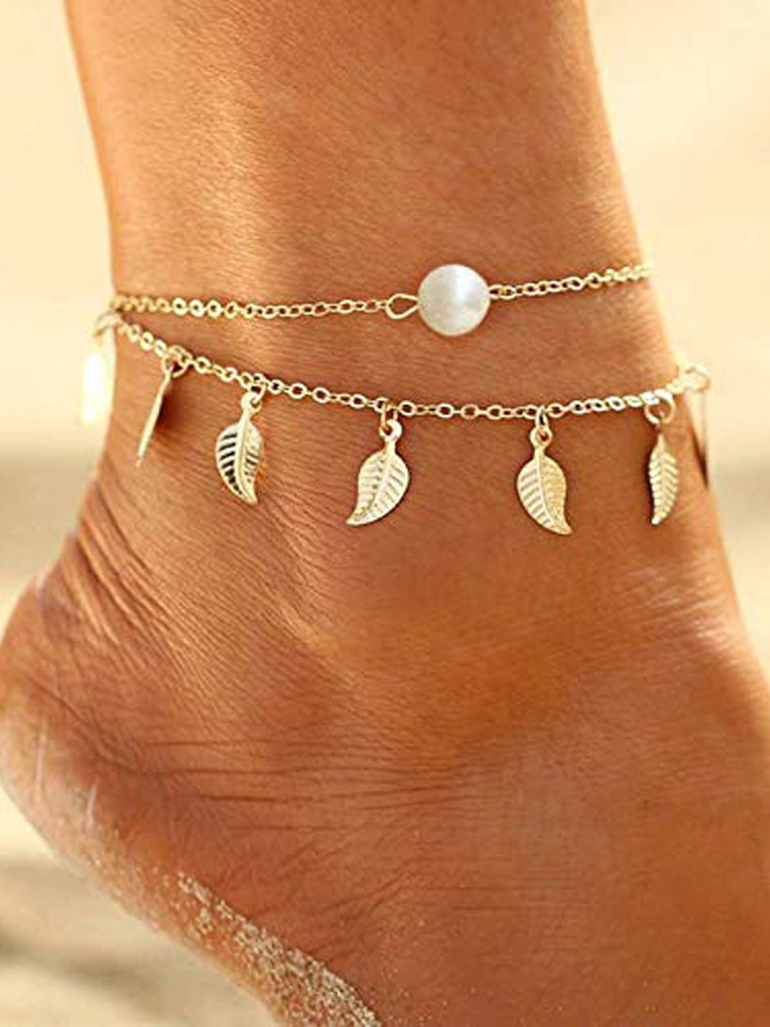 

FIMBUL Gold-Plated Pearls Beaded Anklet