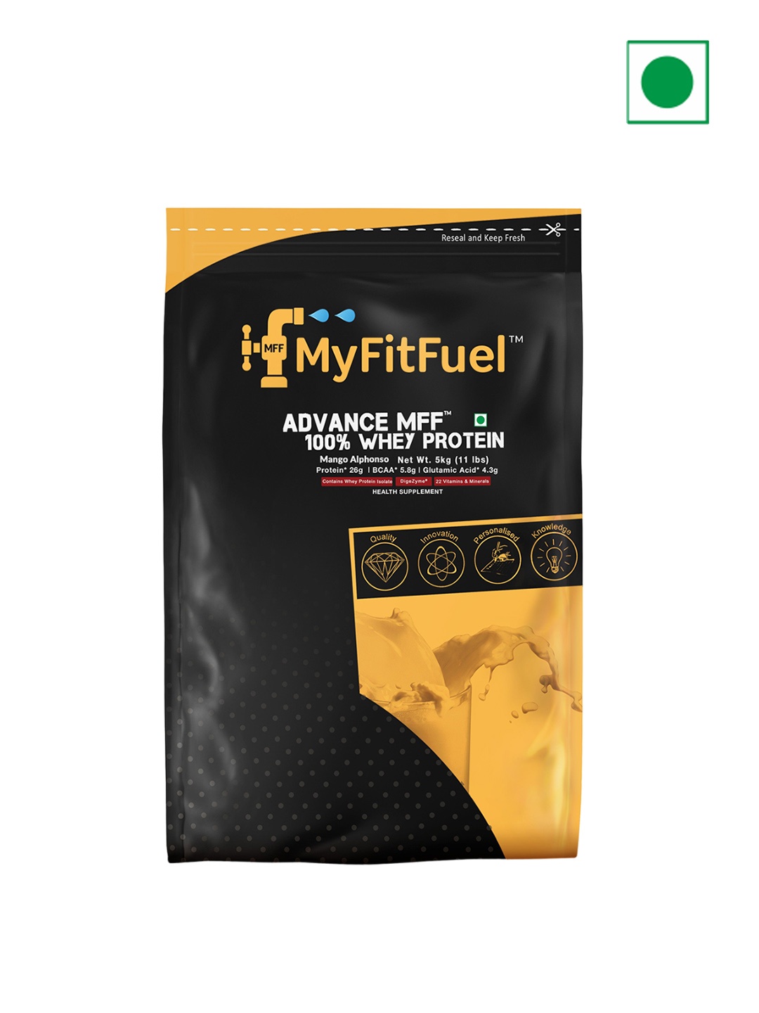 

MyFitFuel Advance 100% Whey Protein- Mango Alphonso Flavour- 5kg, Cream