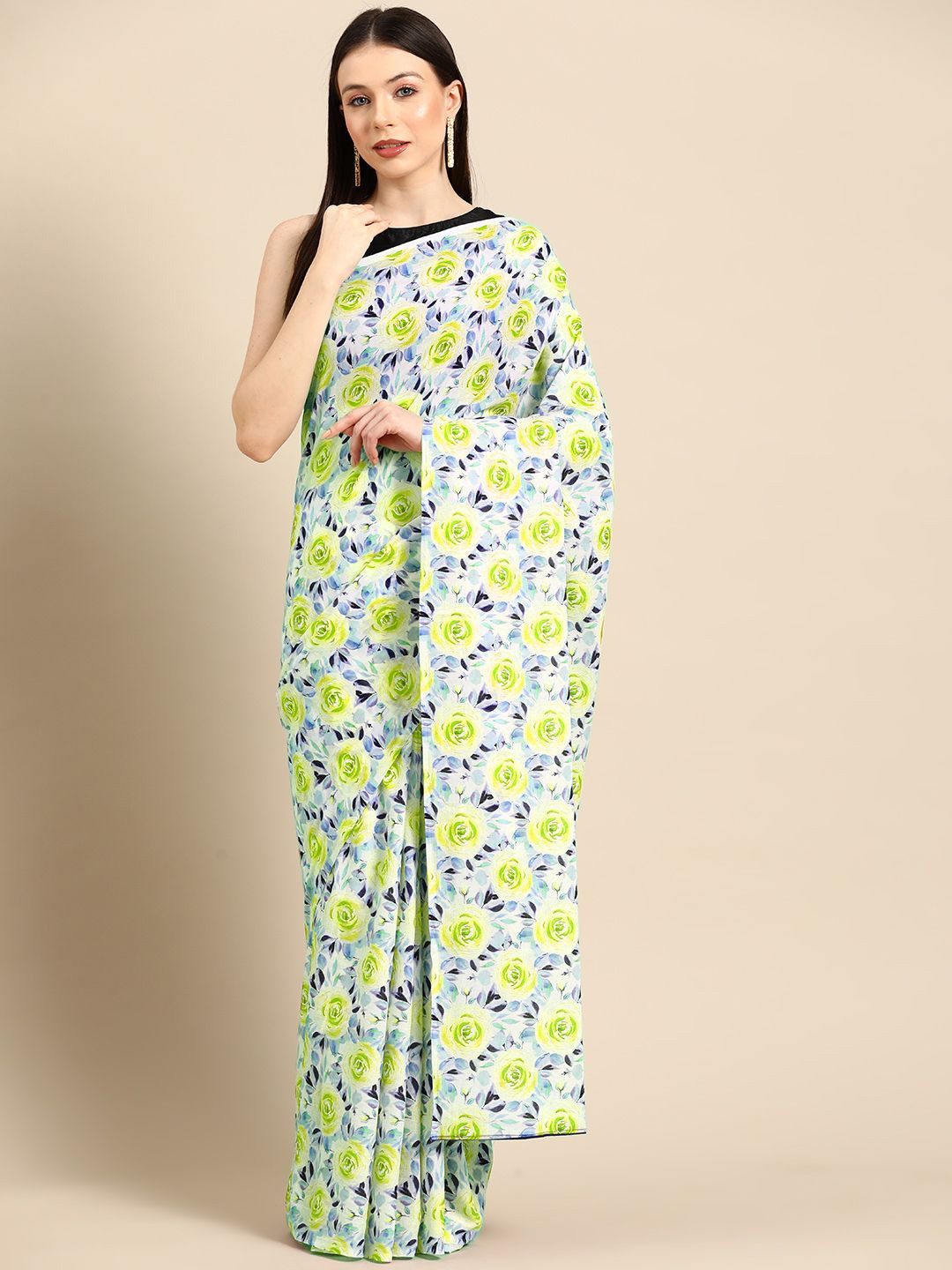 

BUTA BUTI Women Floral Printed Pure Cotton Saree, Yellow