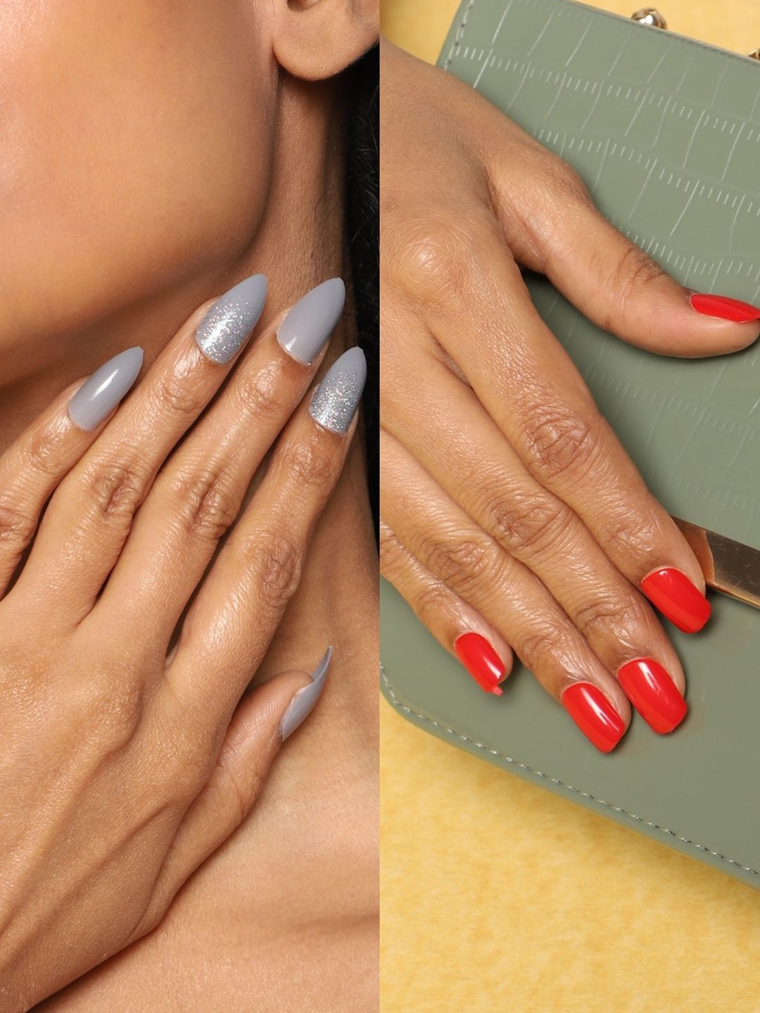 

LICK Pack Of 2 Reusable Fake Acrylic Press On Nail Extensions, Red