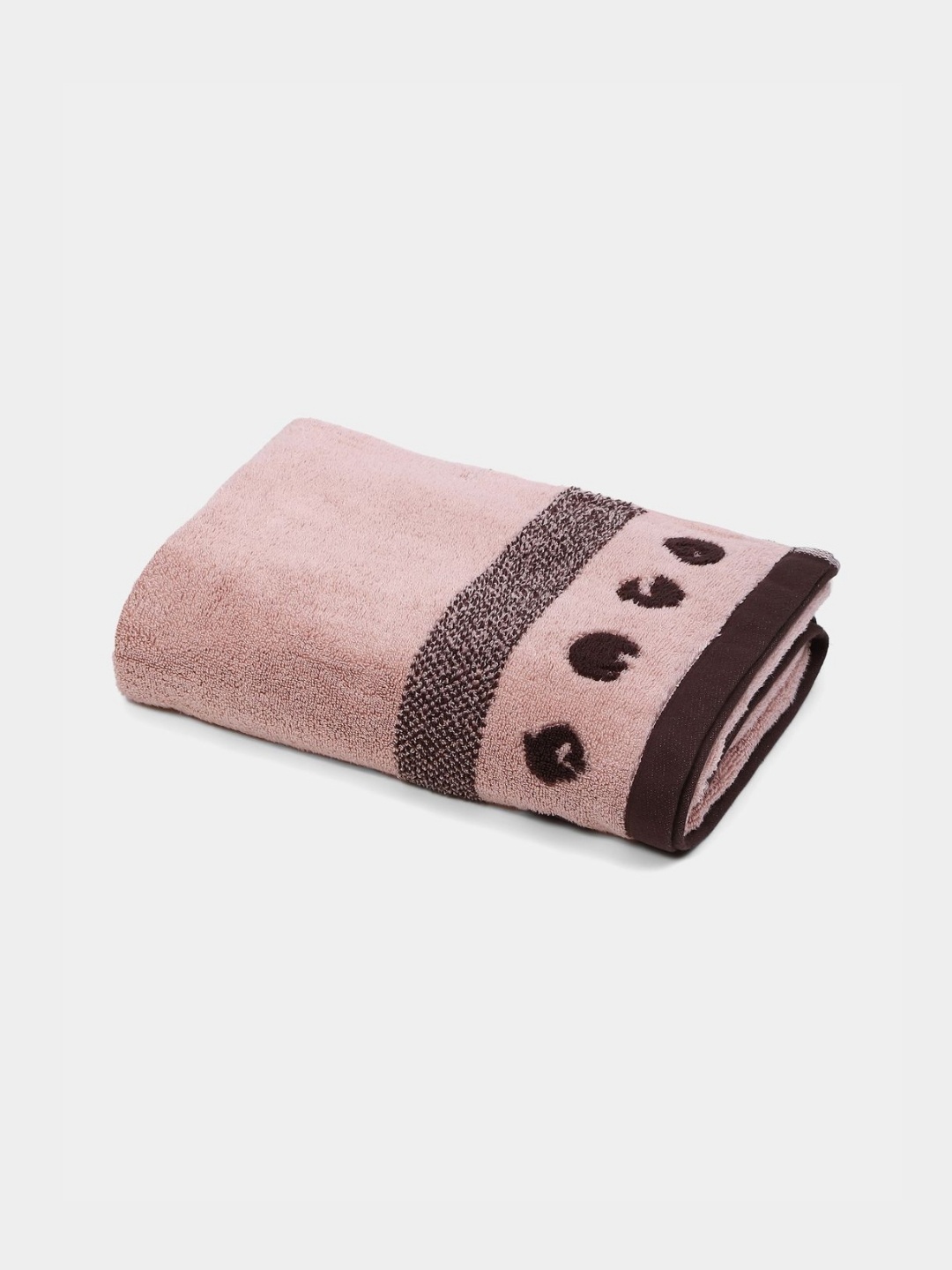 

MYTRIDENT Peach-Coloured & Black 2 Printed Cotton 550 GSM Bath Towel