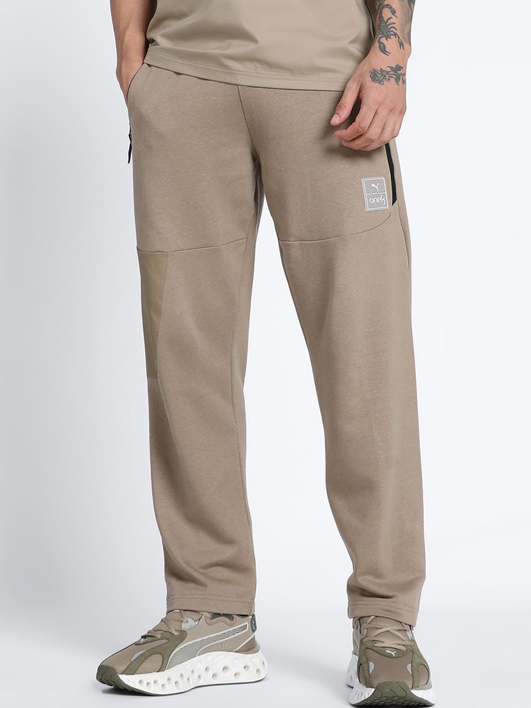 

one8 x PUMA Men Solid Track Pants, Beige