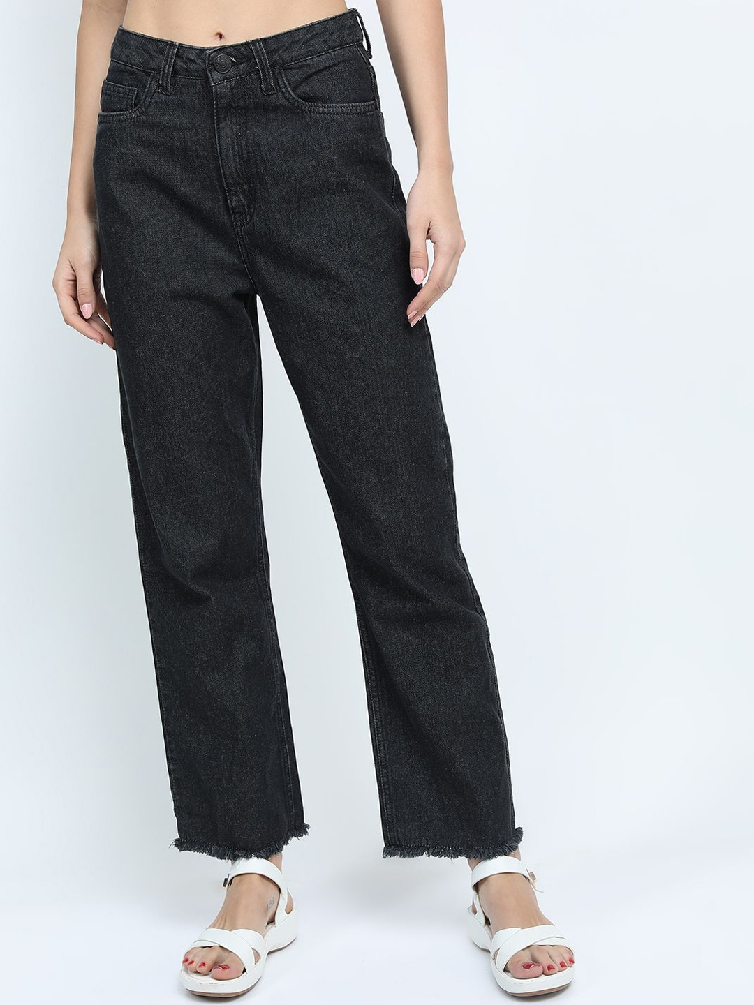 

Tokyo Talkies Women Straight Fit Mid-Rise Jeans, Black