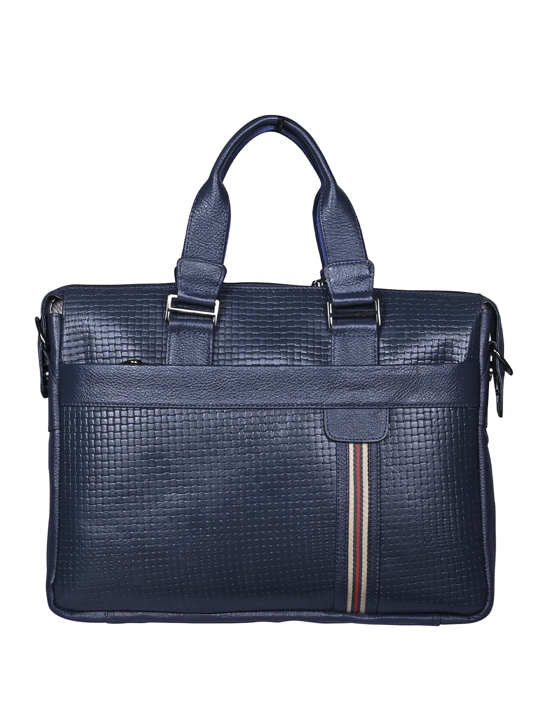 

Calvadoss Women Textured Up To 17 Inch Leather Laptop Bag, Navy blue
