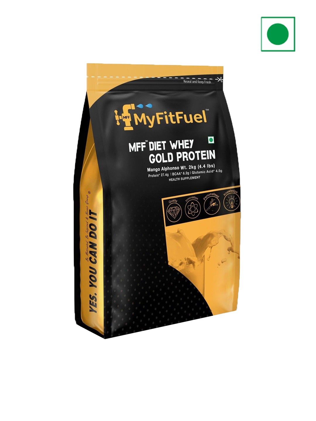 

MyFitFuel Diet Whey Gold Protein- Alphonso Mango Flavour- 2kg, Cream