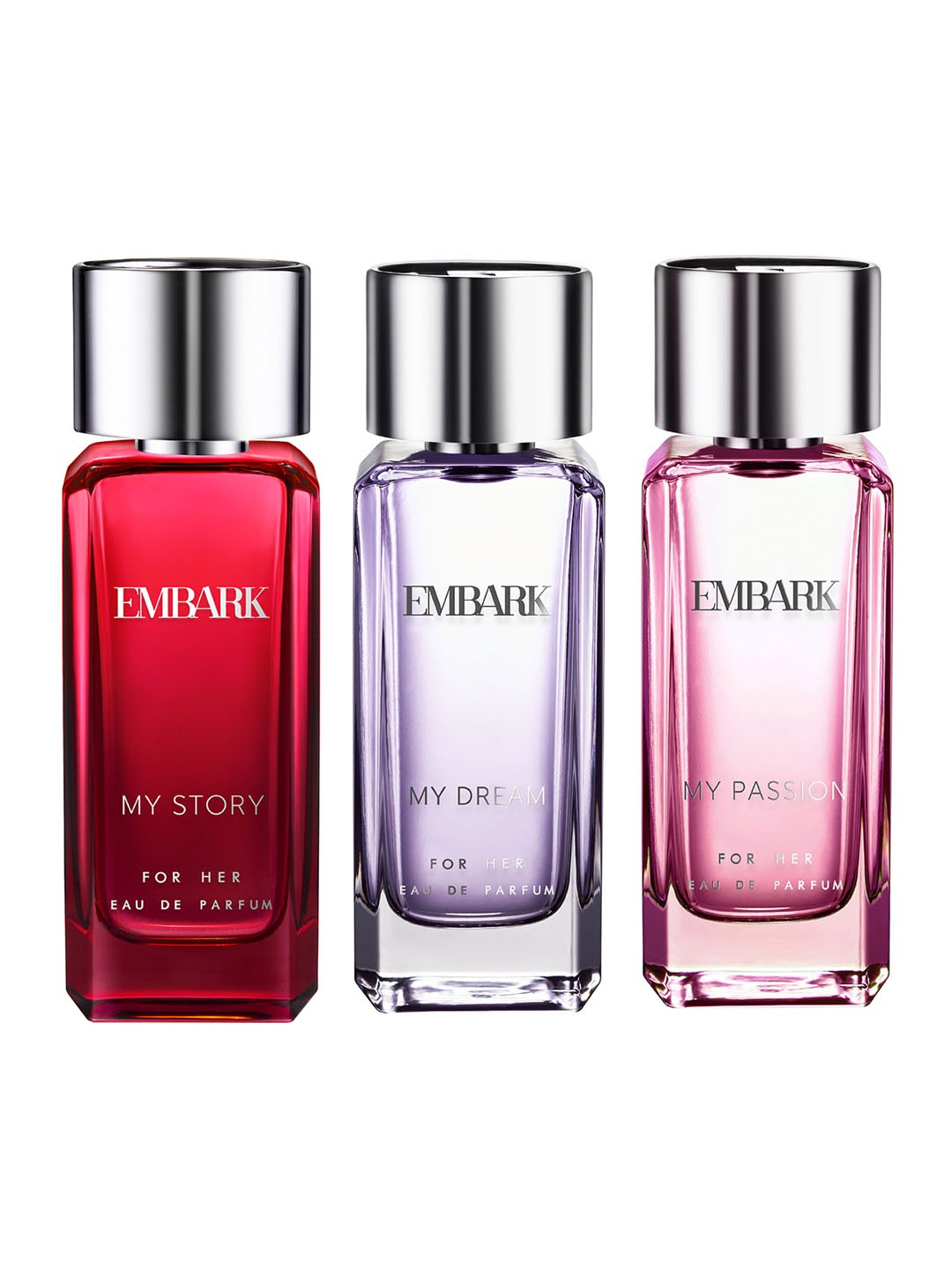 

EMBARK Women Set of 3 Eau de Parfum 100ml each - My Passion + My Story + My Dream, Pink