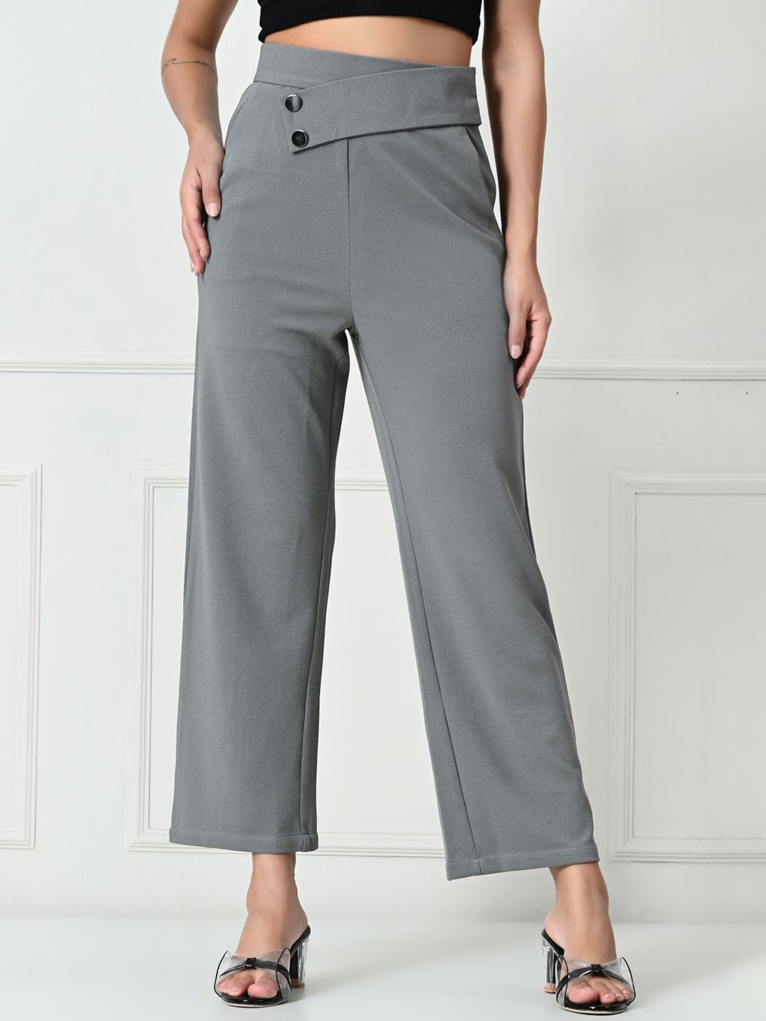 

Gladly Women Relaxed Trousers, Grey melange