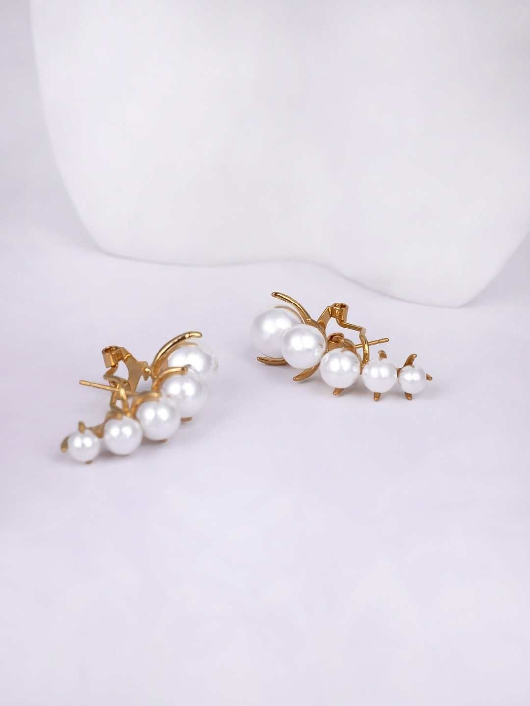 

Don't Call Me Princess Gold Plated Contemporary Pearl Beaded Studds
