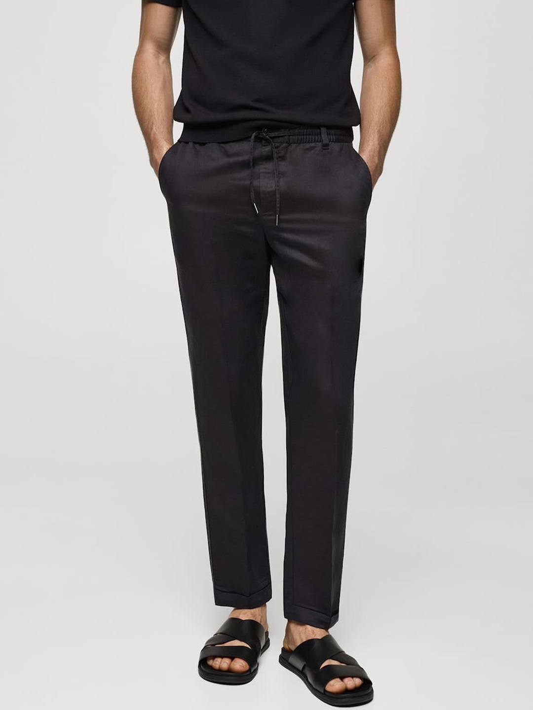 

MANGO MAN Regular Fit Pleated Trousers, Charcoal