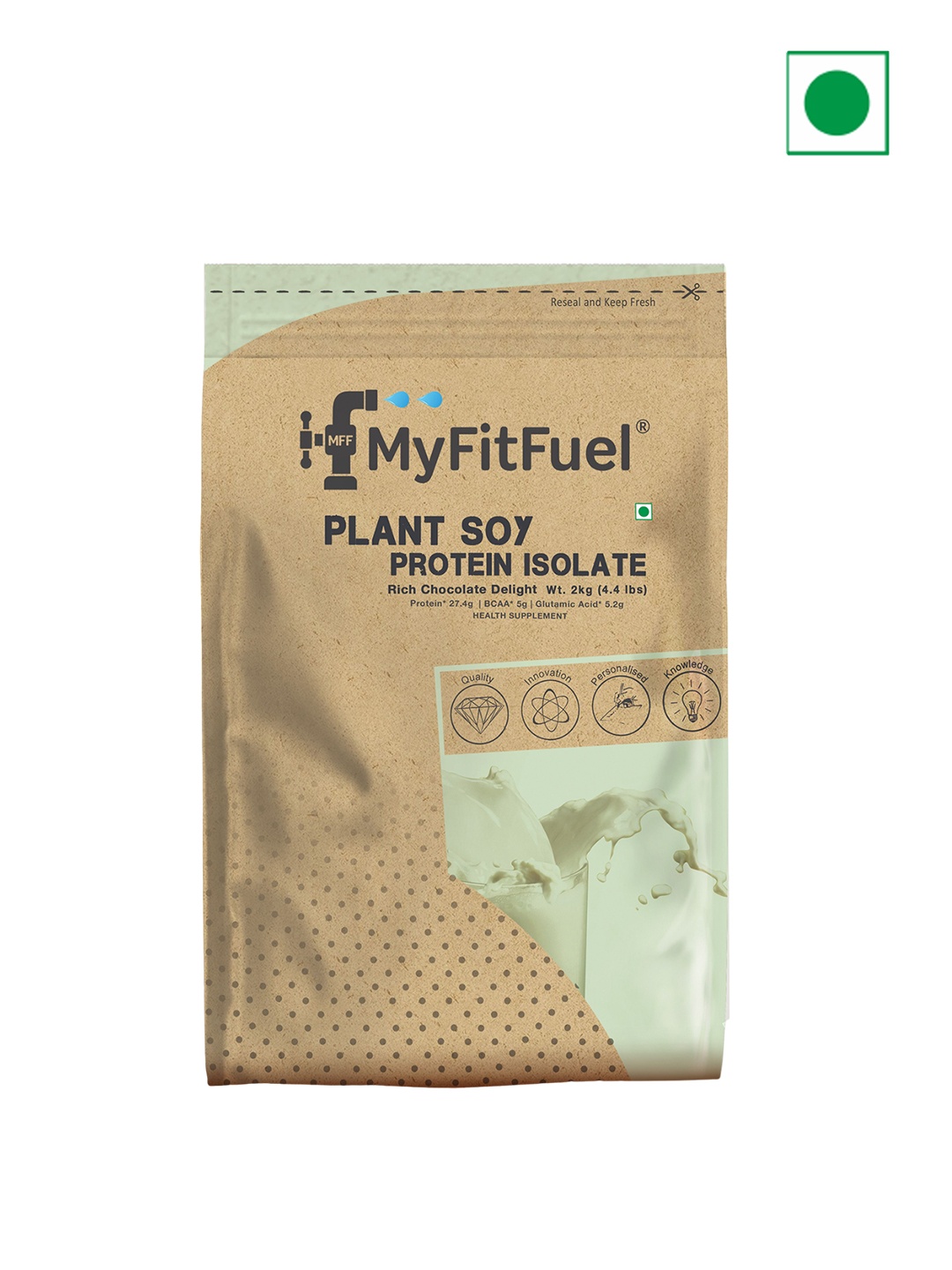 

MyFitFuel Plant Soy Protein Isolate- Rich Chocolate Delight Flavour- 2 kg, Brown