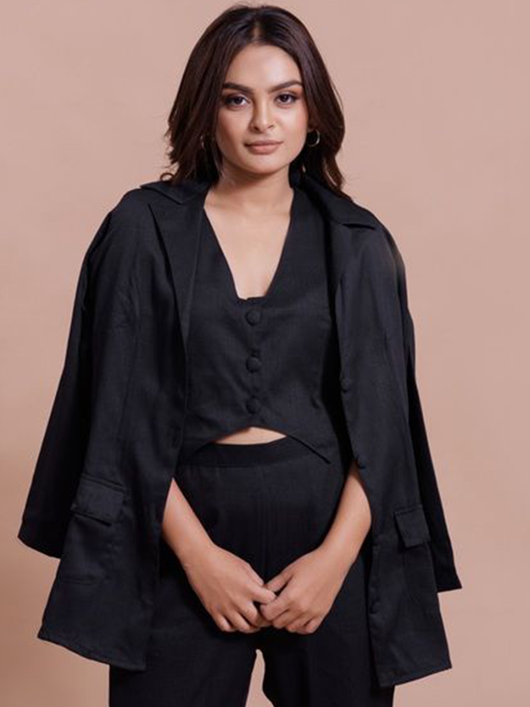 

PSBT Quality on way Single-Breasted Three-Piece Suits, Black